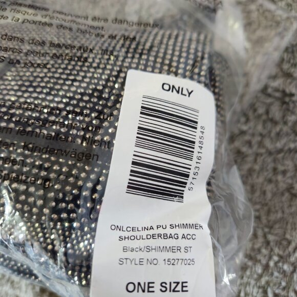Women's ONLY brand cross body shoulder bag glitter shining black cocktail bag - Picture 5 of 6